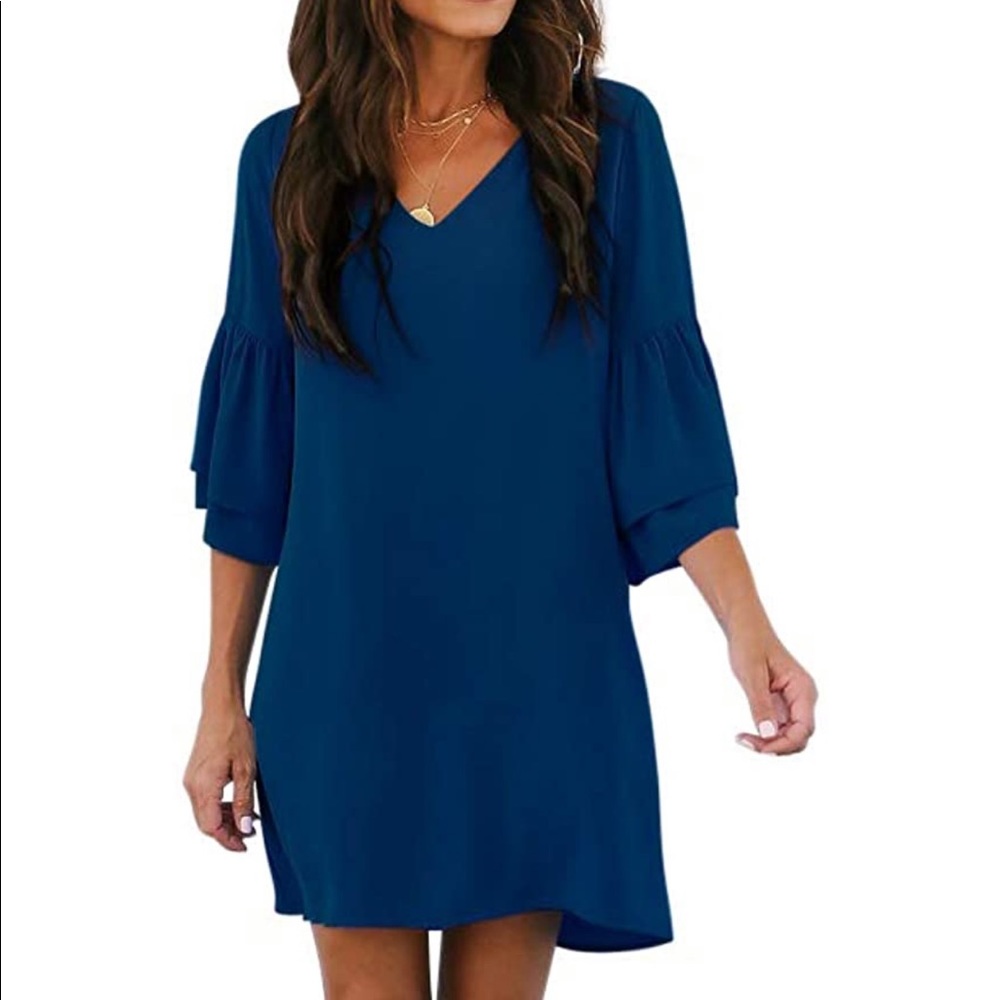 NWT Navy Blue Bell-Sleeve Dress